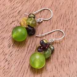 NOVICA Multi-gem Dyed Cultured Freshwater Pearl .925 Sterling Silver Cluster Earrings, Freshness