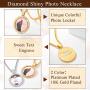 Custom Photo Necklace 925 Sterling Silver Dainty Chain 16-22 Inch Personalized Engrave Text Disc Coin Medal Heart Pendant with Memorial Image, Gift for Women Girls