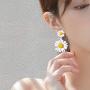 MFHUNX Daisy Earrings 925 Sterling Silver Needle Studs Tiny Flower Earrings Jewelry Gift for Women Girls (White)