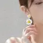 MFHUNX Daisy Earrings 925 Sterling Silver Needle Studs Tiny Flower Earrings Jewelry Gift for Women Girls (White)