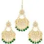 Aheli Faux Kundan Beaded Earrings Maang Tikka Set Indian Bollywood Ethnic Fashion Jewelry for Women