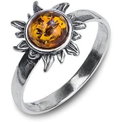 Ian and Valeri Co. Amber Sterling Silver Sun Small Ring