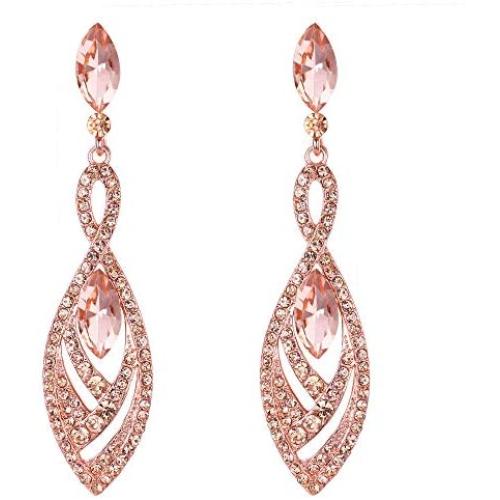 BriLove Womens Crystal Gorgeous Twisted Dual Chandelier Teardrop Fashion Pierced Dangle Earrings