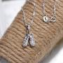 GemsChest 925 Sterling Silver Childrens Ballerina Necklace Jewelry Cubic Zirconia Ballet Slippers Shoes Necklace for Teen & Dancer 18''