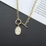 Finrezio 14K Gold Plated Catholic Christian Pendant Necklace for Women Paperclip Link Chain Necklace Virgin Mary Pendant Necklace Charm Minimalist Jewelry