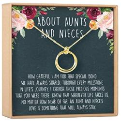 Dear Ava Aunt-Niece Necklace: Aunt-Niece Gift, Aunt-Niece Jewelry, Aunt-Niece Quotes, Aunt Necklace, 2 Linked Circles (Gold-Plated-Brass, NA)