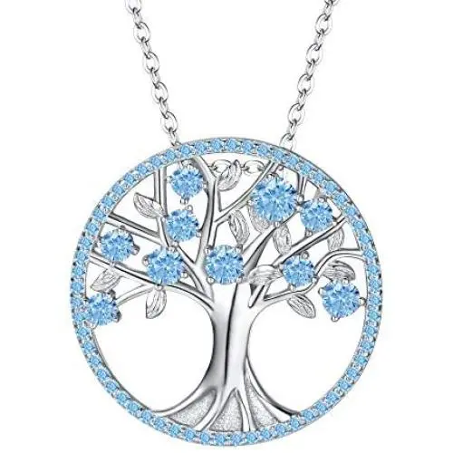 BriLove Womens 925 Sterling Silver CZ Tree of Life Birthstone Pendant Necklace BriLove Womens 925 Sterling Silver CZ Tree of Life Birthstone Pendant Necklace