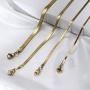 JOERICA 4 Pcs 2MM-4.5MM Gold Plated Flat Snake Chain Necklaces for Women Men Stainless Steel Herringbone Dainty Adjustable Choker Necklaces Set Jewelry Gift (14''-22'')