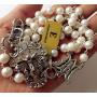 elegantmedical Handmade Pearls Bead Catholic Necklace Lasso Wedding Rosary Cross Crucifix