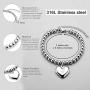 Jewelry Kingdom 1 Initial Bracelet for Women Girls A-Z Letters Alphabet Heart Charm Bead Ball Chain Stainless Steel 6mm 7'' Valentines Gifts