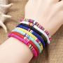 MUYOU 10 Pcs Friendship Bracelets Vsco Boho Beaded Bracelet for Women Surfer Bracelets Polymer Clay Rainbow Bracelet Elastic Rope Heishi Bracelet Set Summer Beach Jewelry