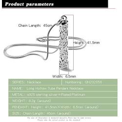 Dankadi Womens 925 Silver Necklace-Bohemian Sterling Silver Patterned Cylindrical Pendant Necklace-100% Original Silver Snake Chain 45-60CM Fine Jewelry