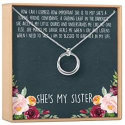 Dear Ava Sister Gift Necklace - 2 Symmetrical Linked Circle Necklace is the Perfect Forever Friend Big Little Sister Gift - Sister Jewelry Charm Comes in Silver Plated Brass