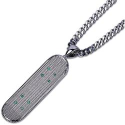 Moca Jewelry Iced Out Skateboard Pendant Necklace 18K Gold Plated Bling CZ Simulated Diamond Hip Hop Rapper Chain Necklace for Men Women