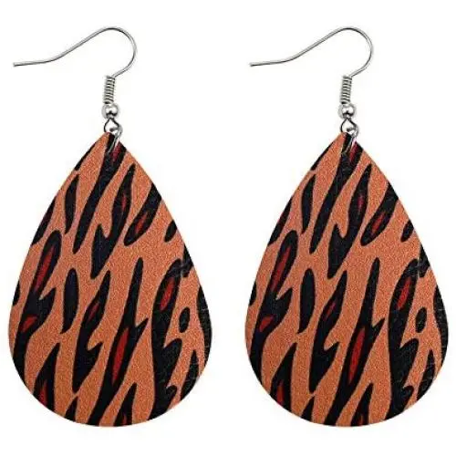 TIDOO Leather Earrings for Women Teardrop Lightweight Leaf Animal Print Summer Earring TIDOO Leather Earrings for Women Teardrop Lightweight Leaf Animal Print Summer Earring