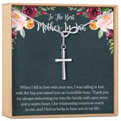 Mother-In-Law Gift Necklace: To My Mother-In-Law, Mother of My Husband, Infinity Cross (silver-plated-brass, NA)