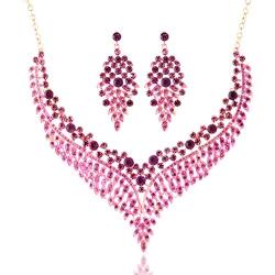 LAN PALACE Four Colors Trendy Bridal Jewelry Necklace and Earrings Crystal Jewelry Sets with Gift Box