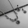 Mariell Jet Hematite Black Vintage Crystal Necklace & Earrings Jewelry Set for Prom, Bridal, Bridesmaids