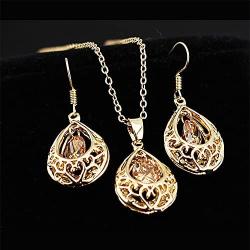Majesto Jewelry Set Teardrop Necklace Pendant Earrings for Women Teen Little Girls Gift 18K Gold Plated