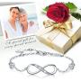 925 Sterling Silver Infinity Womens Bracelet White Gold Plated Love Symbol Charm Adjustable Bracelet Women Girls Jewelry Gift for Birthday Mothers Day