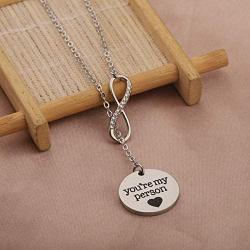 BEKECH Infinity and You are My Person Infinity Lariat Y Necklace Greys Anatomy Best Friend Necklace Friendship Jewelry BFF Gift Sister Gift