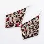 KaFu Lightweight Brown Wooden Earrings Geometric Rhombus Hollow Leopard print Long Drop Dangle Hook Bohemian Wood Earrings for Women Party Jewelry Accessories