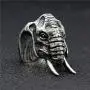 PikaLF Elephant Head Ring for Men, Stainless Steel Boho Ethnic Elephant Rings, Vintage Animal Ring Jewelry Gift for Men Boys