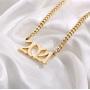 IEFSHINY Birth Year Necklace for Women, 18K Gold Plated Birth Year Number Old English Pendant Necklace Jewelry Gifts for Best Friend Sister Mom Birthday Anniversary, 1970-2021