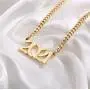 IEFSHINY Birth Year Necklace for Women, 18K Gold Plated Birth Year Number Old English Pendant Necklace Jewelry Gifts for Best Friend Sister Mom Birthday Anniversary, 1970-2021
