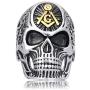 Gungneer Mason Skull Ring Stainless Steel Biker Accessory Gothic Style Signet Freemason Jewelry Gift for Men