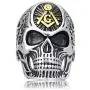 Gungneer Mason Skull Ring Stainless Steel Biker Accessory Gothic Style Signet Freemason Jewelry Gift for Men