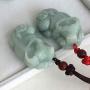 LOOPIG 1pc Myanmar Emerald Cattle Pendant Hand Carved Jade Stone Lucky Amulet Cow Necklace Jewelry