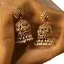 Tarinika Vainavi Antique Gold-Plated Indian Jhumka Earrings - Red Tarinika Vainavi Antique Gold-Plated Indian Jhumka Earrings - Red