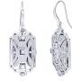 BERRICLE Rhodium Plated Sterling Silver Cubic Zirconia CZ Art Deco Milgrain Bridal Bridesmaid Fashion Necklace and Earrings Set