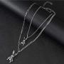 YERTTER Heavy Gothic Grunge Rabbit Pendant Easter Bunny Choker Necklace Statement Long Chain Punk Multilayer Steel Material Choker Necklace for Women and Men