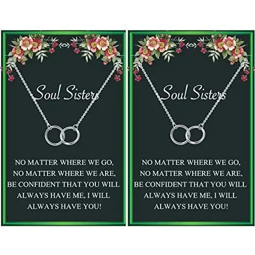 Soul Sister Necklace,BFF Necklace for 2,Two Interlocking Infinity Double Circle Necklace Sister Birthday Gift for Women Girls Soul Sister Necklace,BFF Necklace for 2,Two Interlocking Infinity Double Circle Necklace Sister Birthday Gift for Women Girls