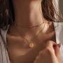 Deerllia Womens Gold Dainty Initial Necklace 18K Gold Plated Coin Pendant Name Layered Jewelry