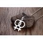 Gay & Lesbian Symbol LGBT Pride Pendant Necklace for Couples Stainless Steel Homosexuality Jewelry