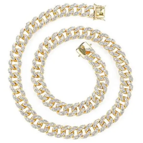 Bling Iced Out Diamond Cuban Link Chain Hip Hop Silver Gold Chunky Chains and Bracelets for Men Women 16 18 20 24 / 7 8 9 Inches Bling Iced Out Diamond Cuban Link Chain Hip Hop Silver Gold Chunky Chains and Bracelets for Men Women 16 18 20 24 / 7 8 9 Inches
