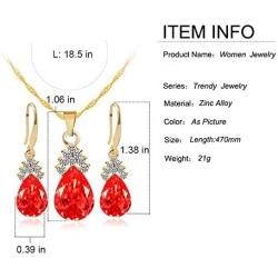 Jewelry Sets for Women Girls Gold Plated Chain Crystal Women Necklace Earring Set Bridal Sets
