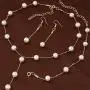 Fashion Chain Freshwater Pearl Necklace Choker Simple Chain Pearl Dangle Hook Earrings Set Jewelry Women