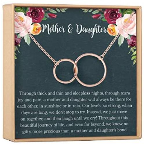 Dear Ava Mother Daughter Gift Necklace, Gifts for Mom, Mom Necklace, 2 Interlocking Circles