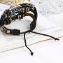 TOMLEE Evil Eye Bracelet Bohemian Genuine Leather Charm Bracelet for Women Men Vintage Multilayer Adjustable Rope Beaded String Bracelets Handmade Braid Knot Jewelry