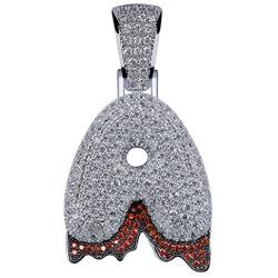 LC8 Jewelry Hip Hop Iced Out Bling A-Z 26 Bubble Letters Dripping Initial CZ Pendant 18K Gold/Silver Plated with Rope Chain
