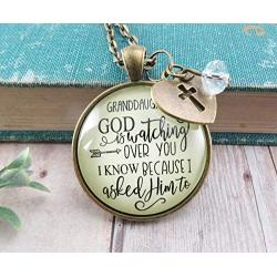 Gutsy Goodness Granddaughter Necklace He is Watching Over You Jewelry Gift from Grandma Grandpa