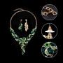 EVER FAITH Crystal Elegant Flower Leaf Necklace Earrings Set for Bride, Prom, Bridal