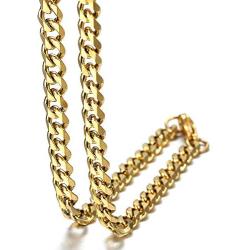 Trendsmax Gold Plated Stainless Steel Necklace Chain for Mens Women Miami Curb Cuban Chain Box Wheat Link Chain Necklace 18-24inch