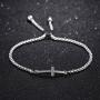 TOMLEE 316L Stainless Steel Sideways Cross Bracelet Rose Gold Silver Plated Charm Adjustable Link Chain Friendship Jewelry