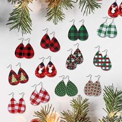 Christmas Faux Leather Earrings Xmas Tree Dangle Earrings Teardrop Drop Dangle Earrings for Woman Girls Christmas gift
