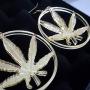 RUIZHEN Gold Marijuana Weed Cannabis Leaf Dangle Earrings